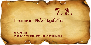Trummer Mátyás névjegykártya