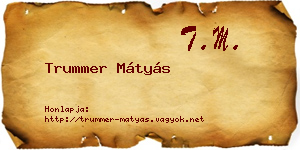 Trummer Mátyás névjegykártya
